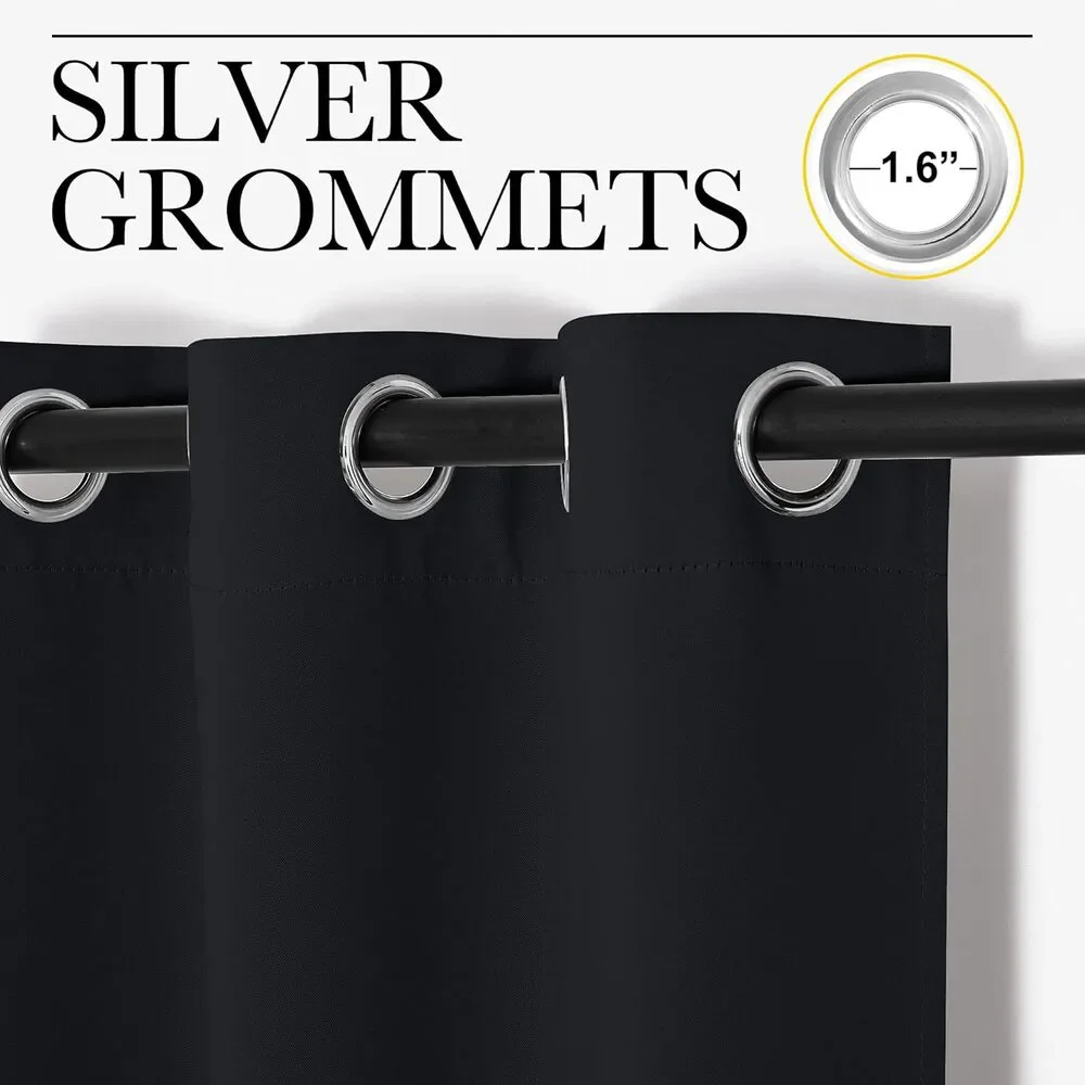 Thermal Insulated Black Blackout Curtains/Drapes 2 Panels, 84x42, Sound Reducing